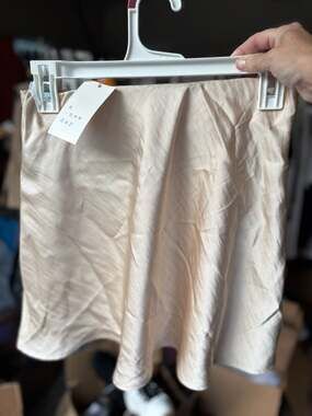A New Day Satin Mini Skirt Cream XS